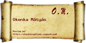 Okenka Mátyás névjegykártya